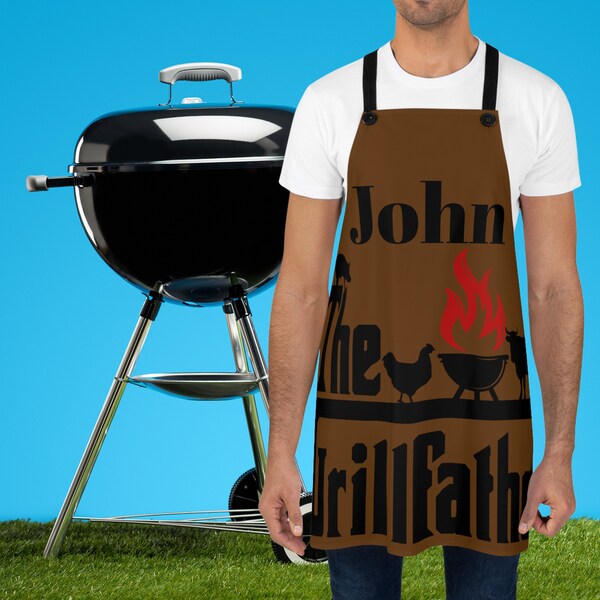 Short Gepersonaliseerd, "The Grillfather" short, Op maat gemaakt schort voor mannen, Persoonlijk kookschort, BBQ schort voor vaders