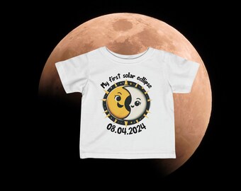 Mon premier t-shirt Solar Eclips voor de allerkleinste. Eclipses solaires totales 2024, t-shirt bébé éclipses solaires, cadeau zonsverduistering