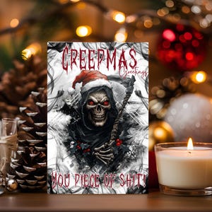 Sarcastic Dark Humor Gothic Christmas Card Download, Funny Mean Rude Cynical Snarky Christmas Card for Adults, Offensive Christmas Card