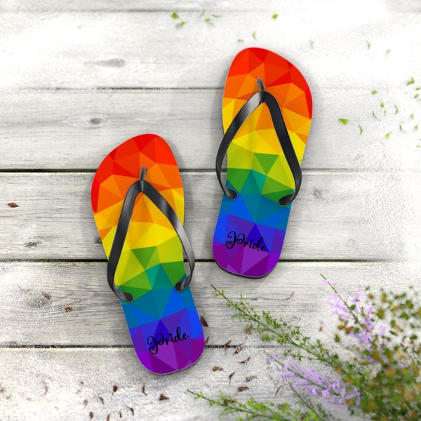 Flip Flops, Pride flip flops, Regenboog flip flops, LGBTQ+ flip flops, Pride maand schoeisel, Kleurrijke sandalen