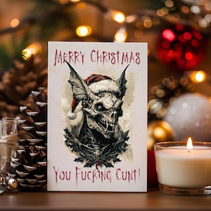 Sarcastic Dark Humor Gothic Christmas Card Download, Funny Mean Rude Cynical Snarky Christmas Card for Adults, Offensive Christmas Card