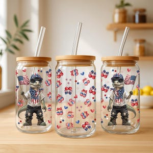 Patriotic 4th of July Glass Can Wrap: Red White Blue PNG (Digital Download)
