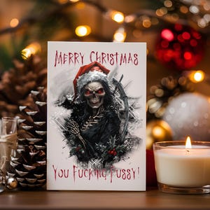 Sarcastic Dark Humor Gothic Christmas Card Download, Funny Mean Rude Cynical Snarky Christmas Card for Adults, Offensive Christmas Card