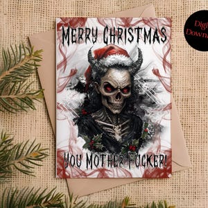 Sarcastic Dark Humor Gothic Christmas Card Download, Funny Mean Rude Cynical Snarky Christmas Card for Adults, Offensive Christmas Card