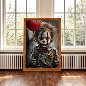 Creepy Baby Clown Halloween Print: Spooky Horror Art (Digital Download