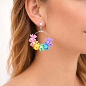 Pastel Floral Hoop Earrings | Lightweight EVA Foam Statement Jewellery