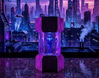 Luminária de resina com tema de Halo Cortana