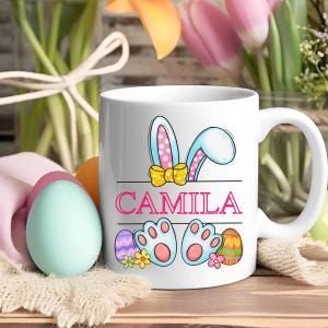 Custom Easter, Personalized Easter Kids Mug, Custom Name Bunny Cup, Easter Basket Gift, Personalized Name Mug, Easter Kids Gift, Easter Gift