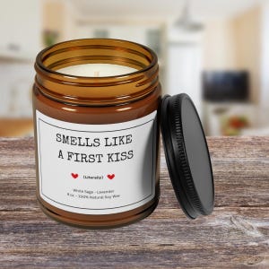 Soy Candle, Valentine&#39;s Day Candle Gift, First Kiss Candle, Romantic Candle, Scented Candle, Love Candle, Home Decor, Aromatherapy Candle