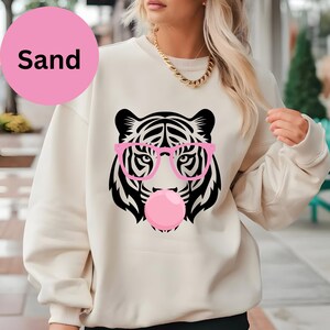 Tiger Bubble Gum Sweatshirt, Fashion Clothing, Fashion Sweatshirt, Crewneck Jumper, Streetwear Apparel, Women Sweater, Tiger Swetshirt
