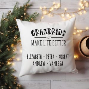 Custom Pillow Names Grandkids - Home Decor Pillow, Personalized Throw Cushion, Family Grandchildren Gift, Grandkids Names Decor Pillow