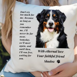Pet Memorial Gift, Dog Memorial Pillow Personalized, Custom Loss of Pet Sympathy, Gift with Pet&#39;s Picture, Pet Loss Gift for Dog Lover