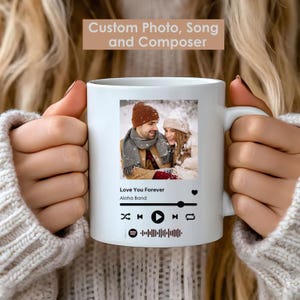 Custom Music Photo Mug, Personalized Picture Music, Music Lovers Gift, Custom Photo Mug, Personalized Song Photo, Couple Mug, Valentine Gift