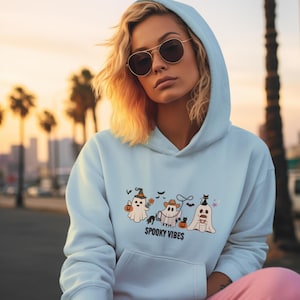 Spooky Vibes Halloween Kapuzen Sweatshirt, Halloween Geister Hoodie, Halloween Geist Sweatshirt, Halloween Kleidung, Halloween Hoodie Geschenk