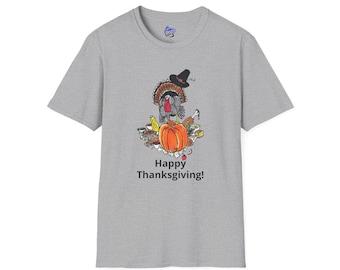 Cartoon Thanksgiving Turkey T-Shirt | Hand-Drawn Design