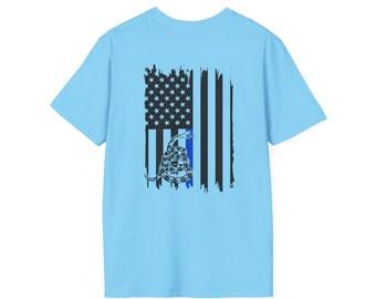 Law Enforcement Support - Blue Knight Badge on Front w/Flag on Back.