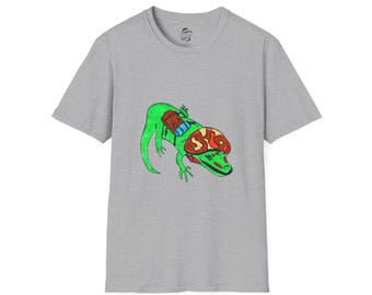 Gecko T-Shirt | Hand-Drawn Cartoon, Camo Helmet