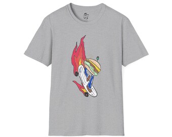 Burger Skateboarder T-Shirt | Cartoon Foodie Humor