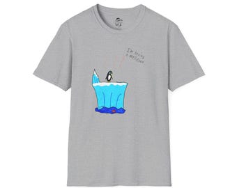 Penguin Meltdown T-Shirt | Hand-Drawn Cartoon Illustration
