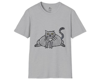 Gray Cat T-Shirt | Cartoon Graphic Tee