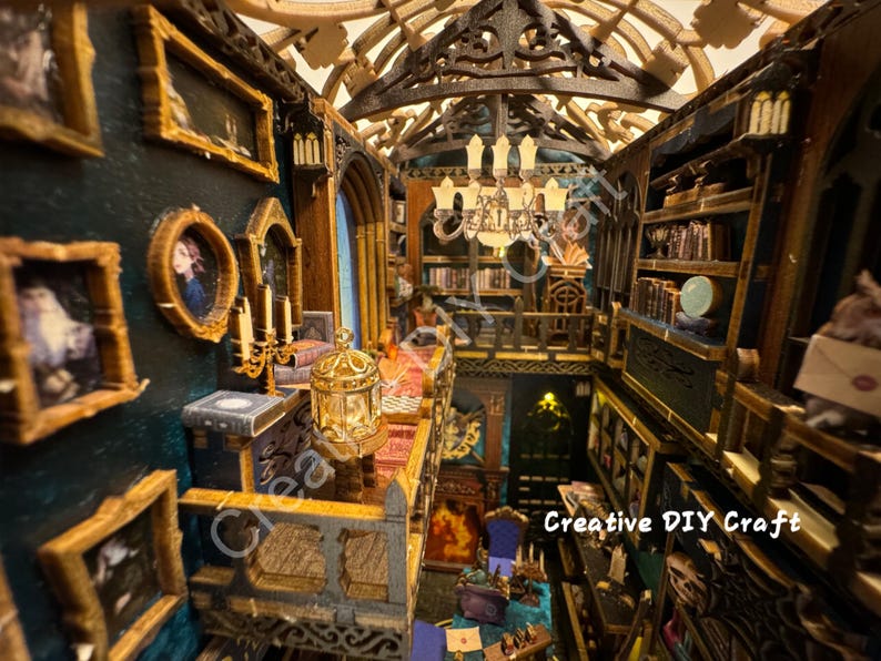 Mysterious Castle DIY Book Nook Kit: Miniature Bookshelf Insert Gift for All image 15