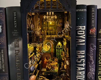 Mysterious Castle DIY Book Nook Kit: Miniature Bookshelf Insert Gift for All