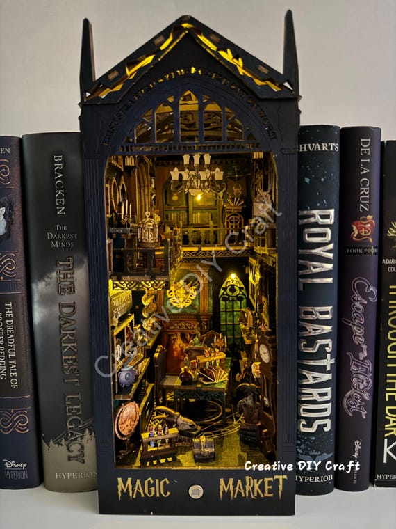 Mysterious Castle DIY Book Nook Kit: Miniature Bookshelf Insert Gift for All