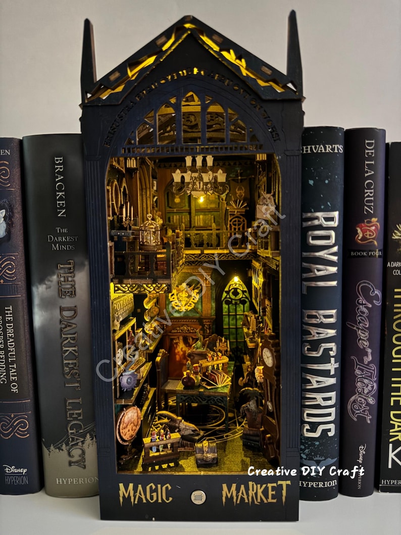 Mysterious Castle DIY Book Nook Kit: Miniature Bookshelf Insert Gift for All image 1