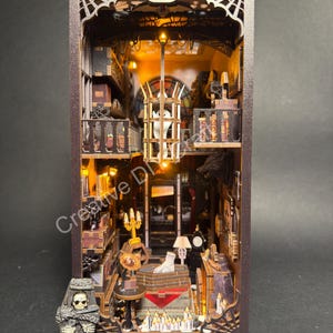 Dark Academia DIY Book Nook Kit: Miniature Bookshelf Insert Model Gift for All