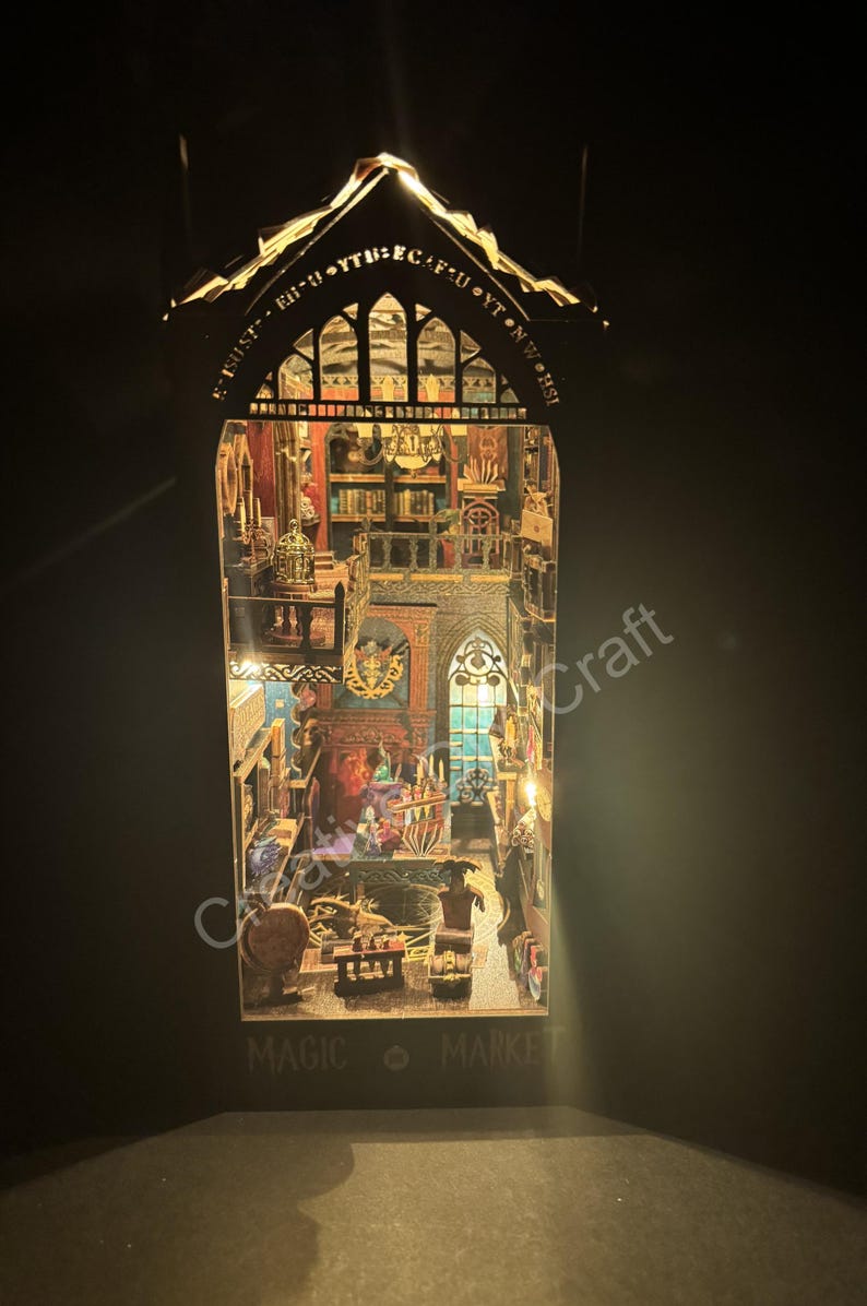 Mysterious Castle DIY Book Nook Kit: Miniature Bookshelf Insert Gift for All image 4