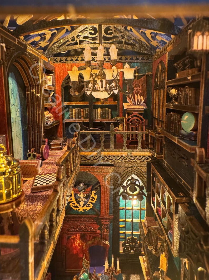 Mysterious Castle DIY Book Nook Kit: Miniature Bookshelf Insert Gift for All image 11