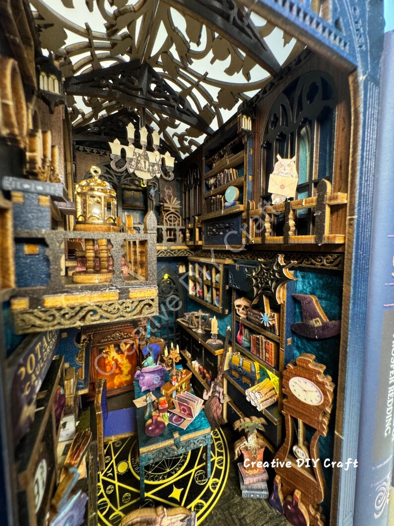 Mysterious Castle DIY Book Nook Kit: Miniature Bookshelf Insert Gift for All image 14