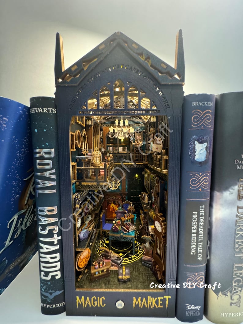 Mysterious Castle DIY Book Nook Kit: Miniature Bookshelf Insert Gift for All image 2