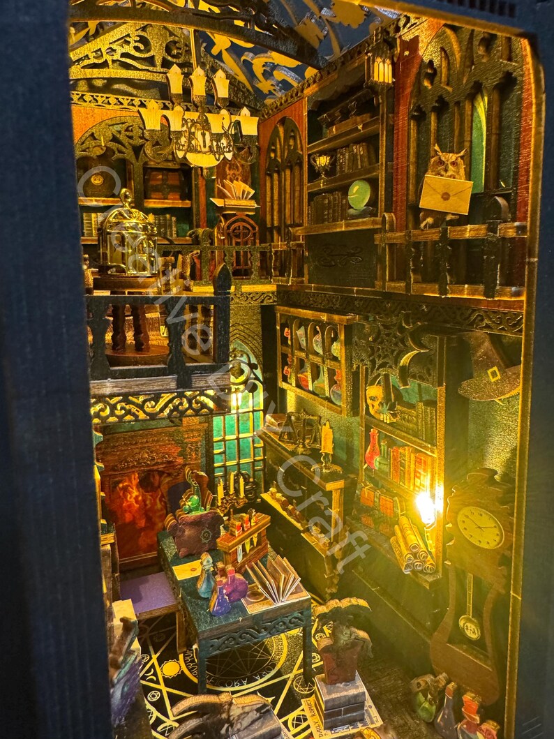 Mysterious Castle DIY Book Nook Kit: Miniature Bookshelf Insert Gift for All image 8