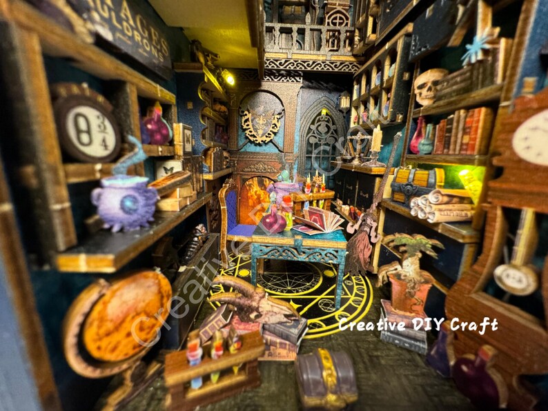 Mysterious Castle DIY Book Nook Kit: Miniature Bookshelf Insert Gift for All image 16
