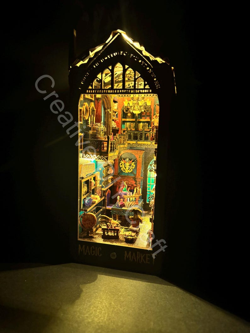 Mysterious Castle DIY Book Nook Kit: Miniature Bookshelf Insert Gift for All image 12