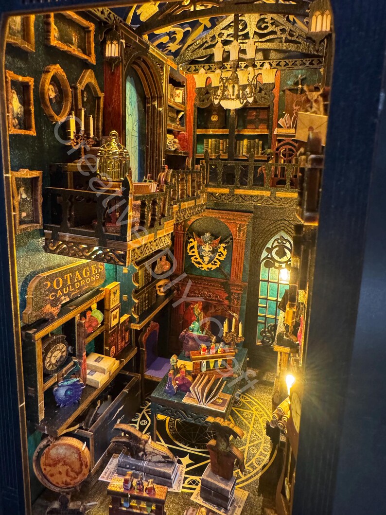 Mysterious Castle DIY Book Nook Kit: Miniature Bookshelf Insert Gift for All image 9