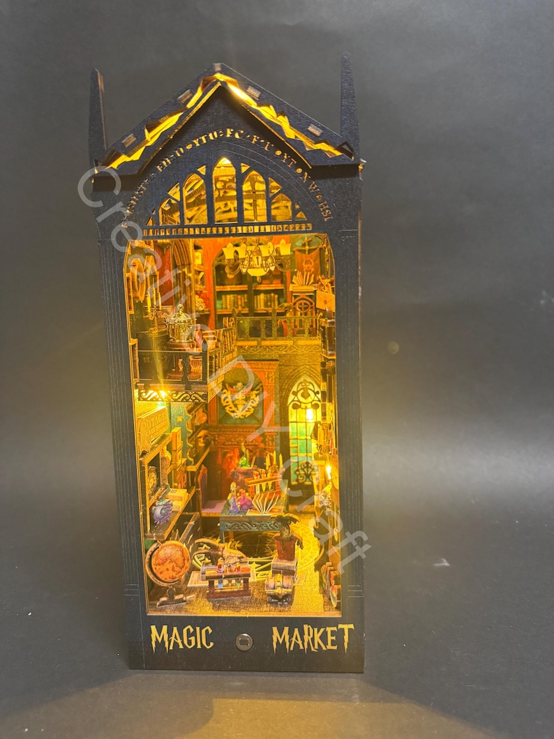Mysterious Castle DIY Book Nook Kit: Miniature Bookshelf Insert Gift for All image 6