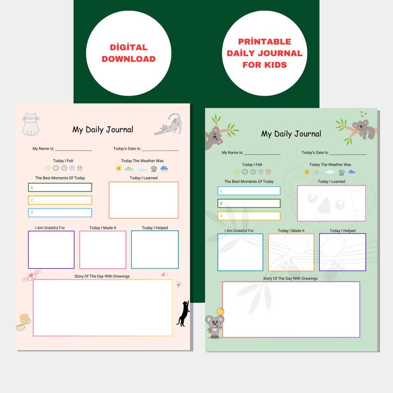Kids Daily Journal Printable Kids Journal Daily Journal for Kids Daily ...