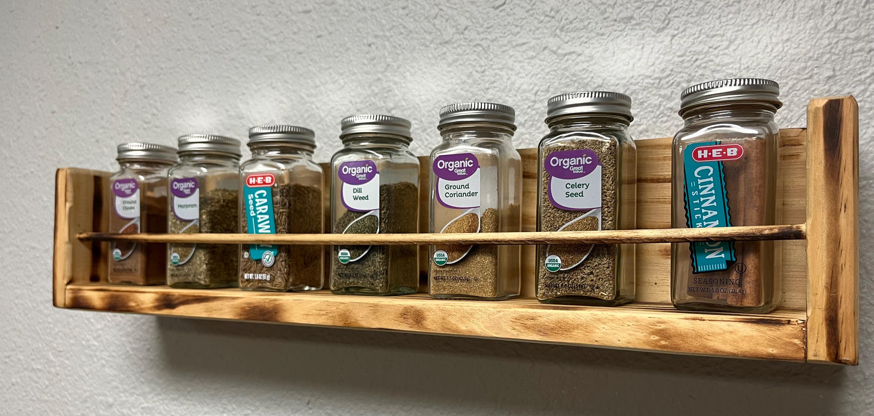 Rustic Unique Spice Rack: Wall-mounted, Farmhouse Kitchen Shelves ...
