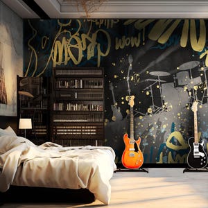 Music Graffiti Wall Mural: Peel & Stick Abstract Pop Art