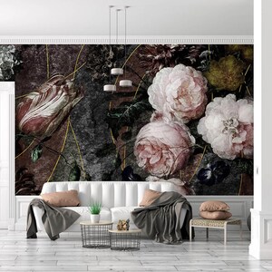 Dark Academia Floral Wallpaper: Moody Botanical Peel and Stick