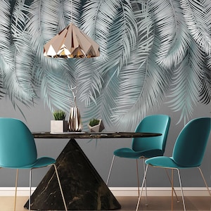Beige Palm Fronds Wallpaper: Tropical Removable Peel and Stick