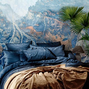 Papier peint abstrait marbre : décoration murale montagne