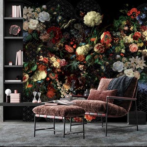 Dark Academia Floral Wallpaper: Moody Botanical Peel and Stick