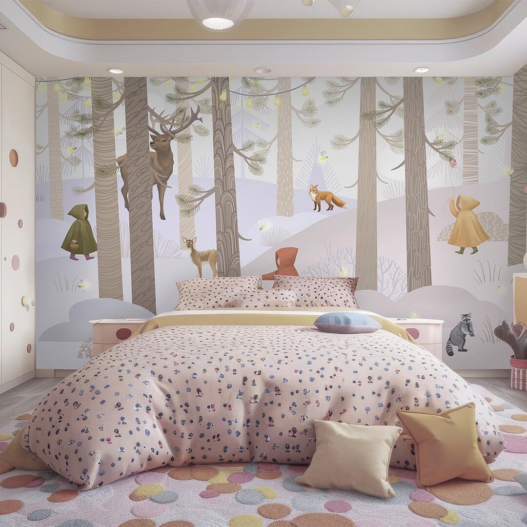 Fairytale Forest Nursery Wallpaper: Peel and Stick Woodland Animals ...