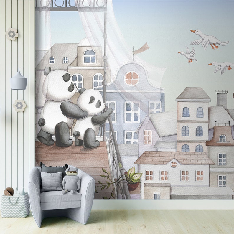 Kids Wallpaper Cute Panda Wallpaper Peel and Stick Cute Happy Panda is