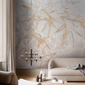 Japanese Shaori Leaf Wallpaper: Asian Floral Peel and Stick Mural