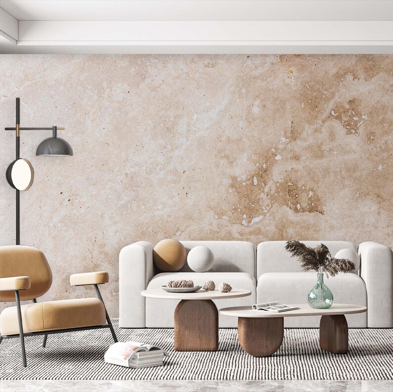 Limewash Wallpaper Peel and Stick Limewash Minimalist Stone Texture Wallpaper Soft Brown Stone Removable Wallpaper Home Decor Wall Art image 2