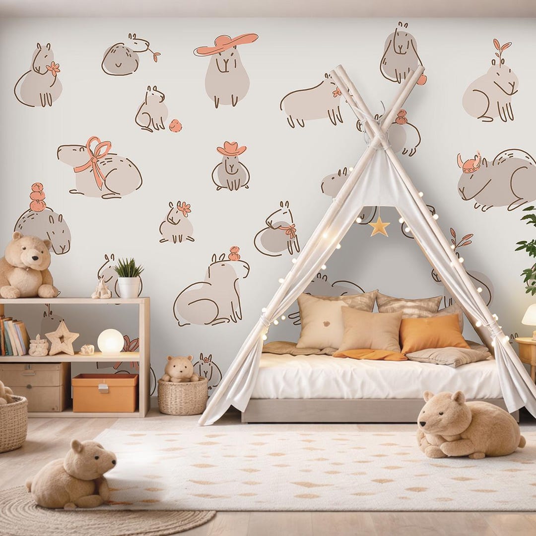 Animal Wallpaper Kids Nursery Wall Mural: Forest Animals Peel and Stick ...